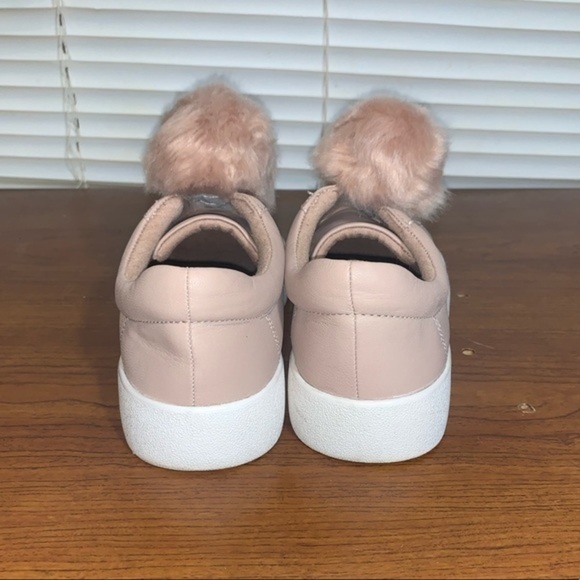 Nine West Womens Pom Pom Pink Leather Sneakers- Size 6 - Picture 3 of 5